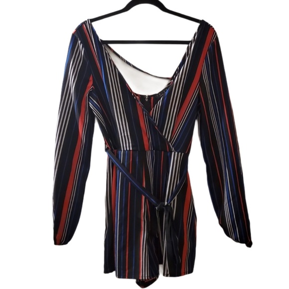 TRIXXI STRIPED ROMPER BLACK WHITE RED BLUE SMALL - Picture 3 of 4